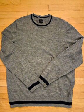 Good Man Brand Men's 4XL Grey Navy Tipped Merino Wool Sweater 4X Big & Tall